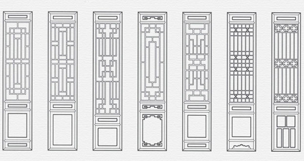 夷陵常用中式仿古花窗图案隔断设计图