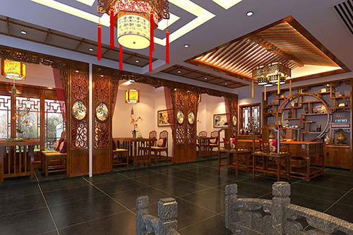 夷陵优雅恬淡中式茶叶店装修设计效果图