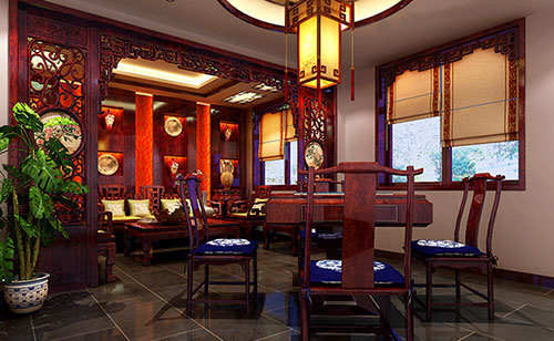 夷陵古典中式风格茶楼包间设计装修效果图